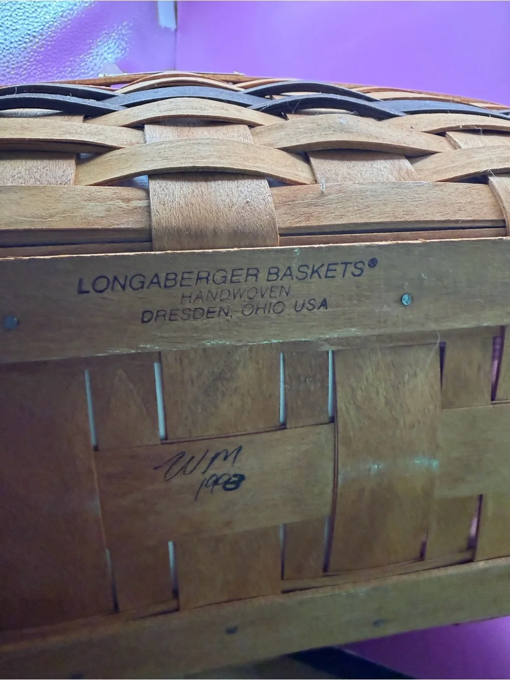 Longaberger J.W. Collection 1993  Easter Basket W/Liner & Protector